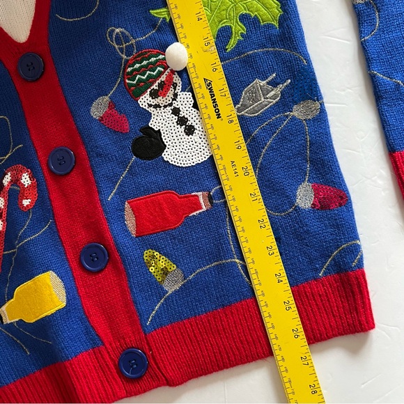 Jolly Sweaters Ugly Christmas Lights Bow Sweater Size Medium - Picture 5 of 11